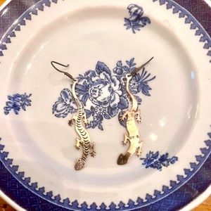 Sterling salamander earrings! Festive & lite!